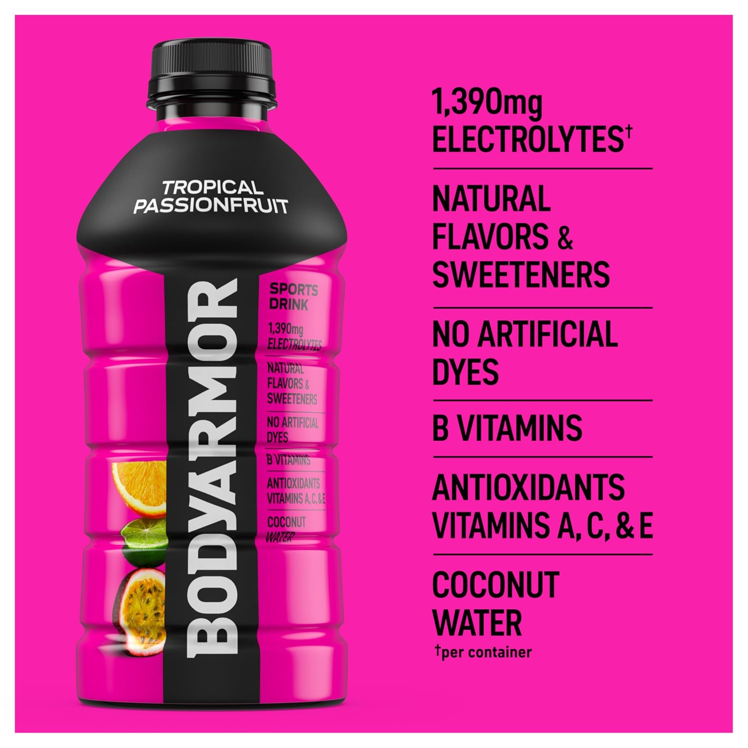 BODYARMOR Sports Drink, Passionfruit Electrolyte Drink, 28 Oz (15 Pk)