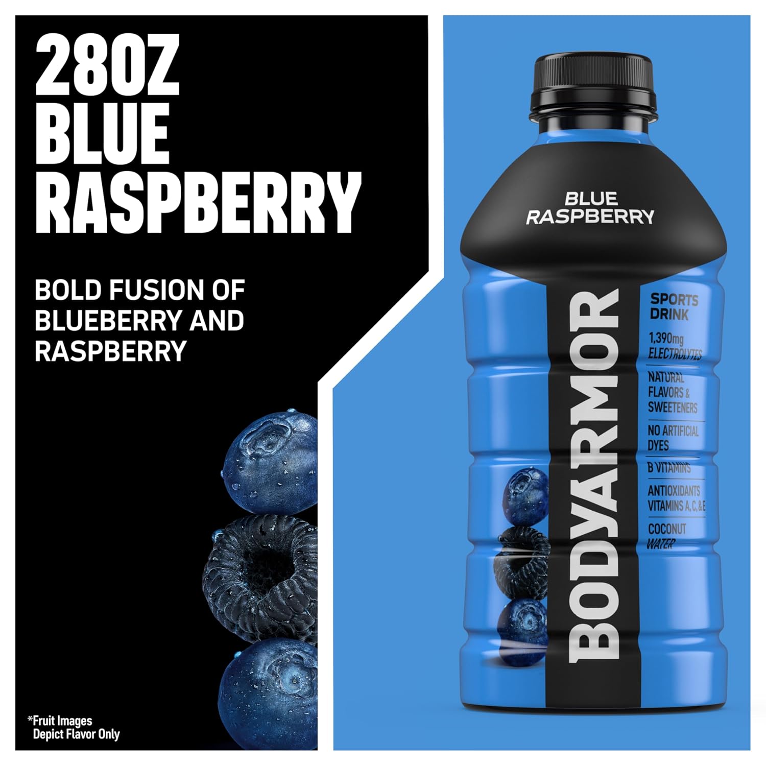 BODYARMOR Sports Drink, Blue Raspberry Electrolyte Drink, 28 Oz (15 Pk)