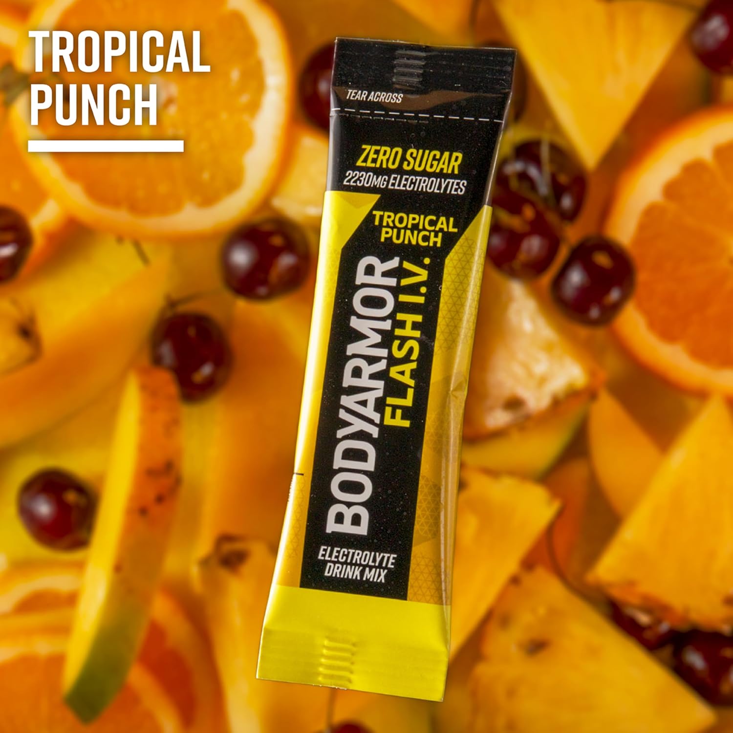 BODYARMOR Flash IV Zero Sugar Electrolyte Mix, Tropical Punch, 15 Ct