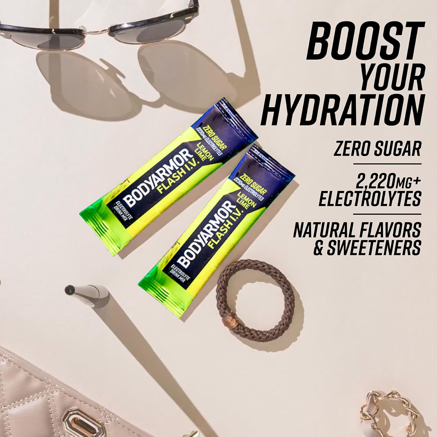 BODYARMOR Flash IV Zero Sugar Electrolyte Mix, Lemon Lime, 6 Ct