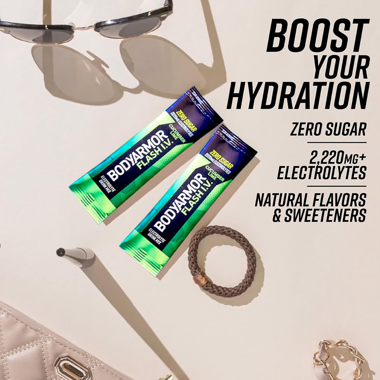 BODYARMOR Flash IV Zero Sugar Electrolyte Mix, Cucumber Lime, 6 Ct